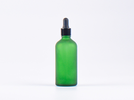 Grünglasflasche 100ml, mit Pipette schwarz
